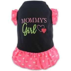 Cute Small Girl Dog Clothes Dogs Dresses for Girls Puppy Dress for Female Small Dogs with Mommy's Girl Print, Medium