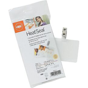 GBC Thermal Laminating Sheets/Pouches, Badge/ID Card Size with Clip, 5 Mil, Ultra Clear, 25-Count (3202011)