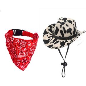 Dog Cowboy Costume Mini Brown Cowboy Hat Pet Bandana Halloween Costume for Cat Size L