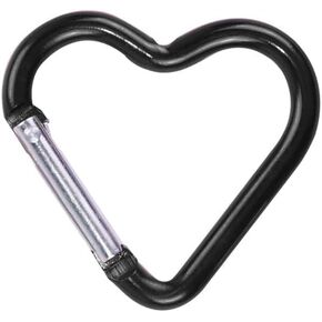 1pc Black Heart Shape Carabiners Keychain Clips,Snap Hook Key Ring Multifunctional Keychain Clip for Camping Accessories Backpack Water Bottle Aluminum Alloy，Accessory and Keychain Carabiners