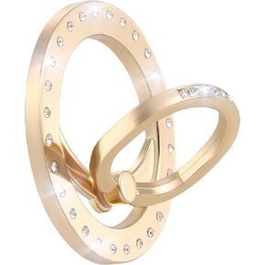 for MagSafe Phone Grip, Magnetic Phone Ring with Crystal, Compatible with MagSafe Ring Holder with Adjustable Stand for iPhone 15/14/13/12 Series (Gold)