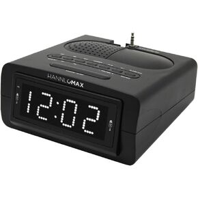 HANNLOMAX HX-143CR Alarm Clock Radio, PLL AM/FM Radio, 0.9" Green LED Display, Aux-in