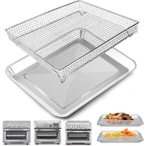 Air Fryer Tray Replacement for Cuisinart TOA-60 TOA-65 TOA-70 Toaster Air Fryer Convection Oven, 12.2*11'' Non-stick Mesh Air Fryer Stainless Steel Basket Wire Rack Accessories Parts, Dishwasher Safe