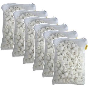 6 lbs Premier Bio Ceramic Rings Aquarium Filter Media in 6 Free Mesh Bags for Freshwater Saltwater Fish Tank Pond Shrimp Canister