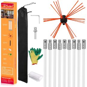 Bluesea 46 Feet Chimney Sweep Kit, Ergonomic Chimney Cleaning Kit, Extends Up to 46 Feet, Chimney Cleaner, Chimney Cleaning Tools, Chimney Cleaning System with Strong Brush, 14 Flexible Chimney Rods