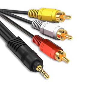 3.5 mm to AV RCA Camcorder Video Cable, 3 RCA to 3.5mm AV Input Cord Replacement, Compatible for TV,Smartphones,MP3, Tablets,Speakers,Home Theater(4.6FT)
