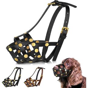 OOPSDOGGY Labrador Dog Muzzle for Large Dogs - Leather Breathable Secure Basket Muzzle for Large Breeds Retriever Prevents Biting No Chewing Adjustable (Brown, Size 6 - Labrador Retriever)