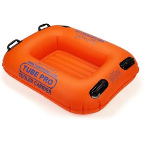Tube Pro Premium Orange River Cooler Carrier 50 Quart- Heavy Duty, Commercial Grade, Inflatable