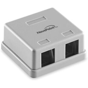 NavePoint Keystone Jack Surface-Mount Box 2-Port Gray, 10-Pack