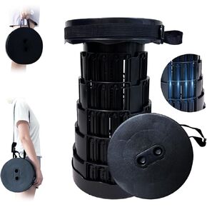 Portable Collapsible Stool - Travel-Friendly, Large Weight Capacity Folding Stool, Sturdy, Easy to Use Lightweight Telescoping Seat for Outdoor Activities, Camping & Hiking (Red)