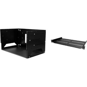 StarTech.com 2-Post 8U حامل شبكة مثبت على الحائط بإطار مفتوح مع رف مدمج، حامل بيانات مثبت على الحائط مع عمق قابل للتعديل لمعدات AV / الكمبيوتر / تكنولوجيا المعلومات، حامل خادم متوافق مع TAA (WALLSHELF8U)