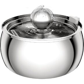 Tomxcute Cat Water Fountain - 4.0L/135oz Cat Fountain for Drinking - Large Capacity Stainless Steel Cat Water Fountain - 3 Replacement Filters