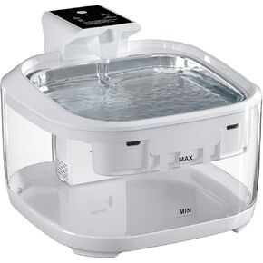 Joric Wireless Cat Water Fountain,152oz/4.5L Stainless Steel Cat Water Fountain Battery Operated,Cordless Pet Water Fountain with Motion Sensor,Ultra Silent Cat Fountain Filter for Cats,White