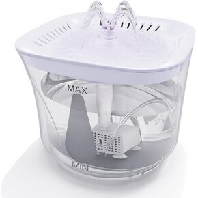 Cat Water Fountain - BOODIDI Ultra Silent Pet Drinking Fountain for Cats and Small Dogs, Indoor Water Fountain, 2.4L/2.5QT Capacity, with Replacement Filters,White
