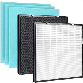 RFM80 True HEPA Replacement Filter for Oransi Max Air Purifier OVHM80, H13 Ture HEPA Filter, High-Efficiency Activated Carbon Filter and 3 Extra Pre-Filters