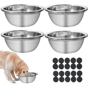 4 Pcs 1.3 Gallons Large Dog Bowls 20 Non-Slip gaskets Stainless Steel Metal Water Bowls Food Grade, Easy to Clean Food Bowls Large Capacity for Large, X-Large Dogs Indoor Outdoor
