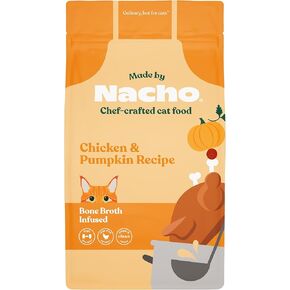 Made by Nacho Bone Broth Infused Dry Cat Kibble - Cage-Free Chicken & Pumpkin Recipe - Premium Grain-Friendly Cat Food 4lb Bag