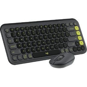 Logitech POP ICON Combo, Bluetooth Keyboard and Mouse Combo, Comfortable Typing, programmable Keys and Buttons, Quiet clicks, Easy-Switch up to 3 Devices - Graphite and Lime