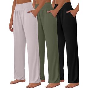 Neer 3 Pcs Women's Wide Leg Yoga Pant Comfy Loose Sweatpants High Waist Lounge Casual Athletic Pant Workout Joggers Pant