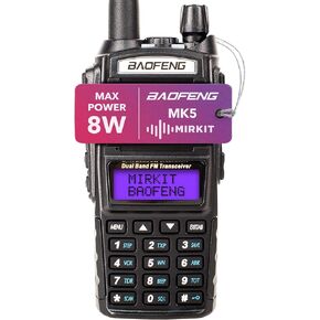 Mirkit Baofeng UV-82 MK5 8W Max Power 2024 Ham Radio VHF/UHF 144-148/420-450 mhz Two Way Radio with Baofeng Battery 2800mAh, Lanyard, USA Warranty & Mirkit Software for Walkie Talkies