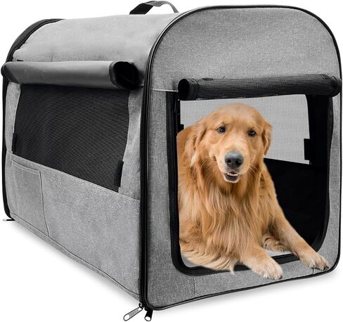 Hamiledyi Collapsible Dog Crate Portable Dog Crate Soft Travel Dog Kennel for Large Dogs Indoor & Outdoor Foldable Dog Crate Pet Kennel with Mesh Windows (28 x 20 x 22 Inch) in Saudi Arabia