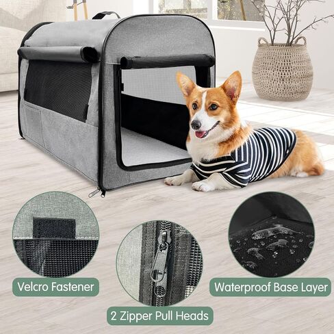 Hamiledyi Collapsible Dog Crate Portable Dog Crate Soft Travel Dog Kennel for Large Dogs Indoor & Outdoor Foldable Dog Crate Pet Kennel with Mesh Windows (28 x 20 x 22 Inch) in Saudi Arabia