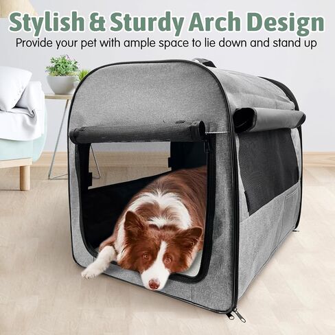 Hamiledyi Collapsible Dog Crate Portable Dog Crate Soft Travel Dog Kennel for Large Dogs Indoor & Outdoor Foldable Dog Crate Pet Kennel with Mesh Windows (28 x 20 x 22 Inch) in Saudi Arabia
