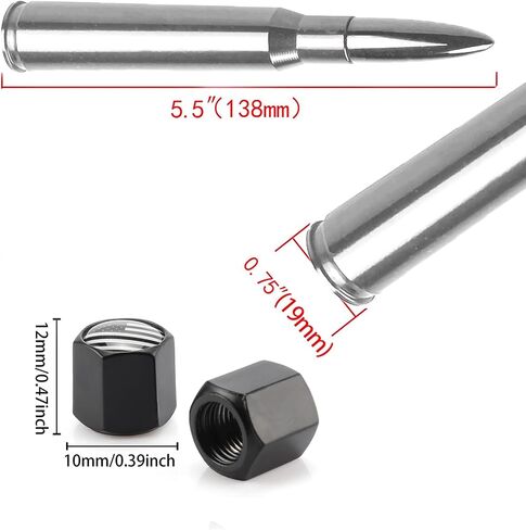 Truck Car Bullet Antenna with Valve Stem Caps Mast for GM Chevy Silverado 1500 2500 3500 HD Ford F150 F250 F350 Denali Heavy Pickup Jeep Truck Accessories (Chrome) in Saudi Arabia