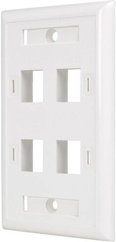 Tripp Lite Quad Outlet RJ45 Universal Keystone Face Plate / Wall Plate, White, 4-Port (N042-001-04-WH) in Saudi Arabia