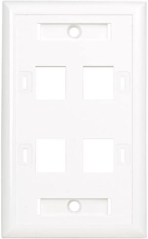 Tripp Lite Quad Outlet RJ45 Universal Keystone Face Plate / Wall Plate, White, 4-Port (N042-001-04-WH) in Saudi Arabia