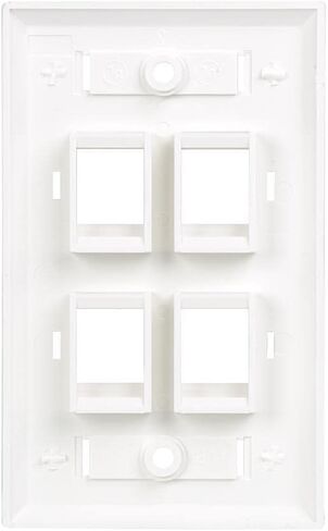 Tripp Lite Quad Outlet RJ45 Universal Keystone Face Plate / Wall Plate, White, 4-Port (N042-001-04-WH) in Saudi Arabia