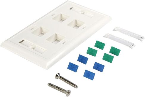Tripp Lite Quad Outlet RJ45 Universal Keystone Face Plate / Wall Plate, White, 4-Port (N042-001-04-WH) in Saudi Arabia