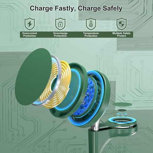 Wireless Charging Station for Multiple Devices Apple, 3 in 1 Wireless Charger Stand Mage-Safe Charger for iPhone 16 15 14 13 12 Pro Max/Plus/Pro Apple Watch AirPods (Mint Green) in Saudi Arabia