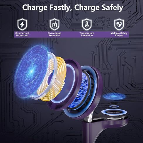 محطة شحن لاسلكية لأجهزة متعددة Apple، 3 في 1 شاحن لاسلكي حامل Mage-Safe لشحن iPhone 16 15 14 13 12 Pro Max/Plus/Pro Apple Watch AirPods (أخضر نعناعي) in Kuwait