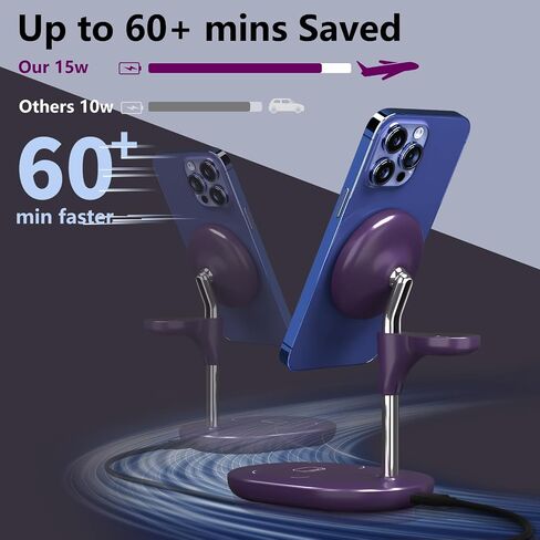 محطة شحن لاسلكية لأجهزة متعددة Apple، 3 في 1 شاحن لاسلكي حامل Mage-Safe لشحن iPhone 16 15 14 13 12 Pro Max/Plus/Pro Apple Watch AirPods (أخضر نعناعي) in Kuwait