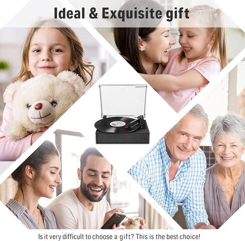 مشغل تسجيل فينيل دونر، قرص دوار بلوتوث لسجلات الفينيل مع مكبرات صوت مدمجة، 3 سرعات، تحكم ثلاثي وباس، فونوغراف عتيق يعمل بالحزام للترفيه والديكور المنزلي، أسود in Kuwait