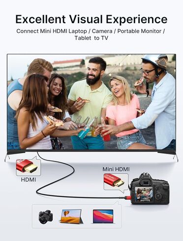 JSAUX Mini HDMI to HDMI Cable 6FT, [Mini HDMI][Aluminum Shell, Braided] High Speed 4K 60Hz HDMI 2.0 Cord, Compatible with Camera, Camcorder, Tablet and Graphics/Video Card, Laptop, Raspberry Pi Zero W in Kuwait