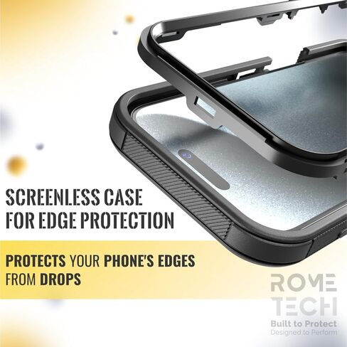 for iPhone 16 Pro Max Case with Belt Clip Holster & Kickstand, Screenless Protective Dual-Layer Shockproof Phone Case for iPhone 16 ProMax - Black in Saudi Arabia