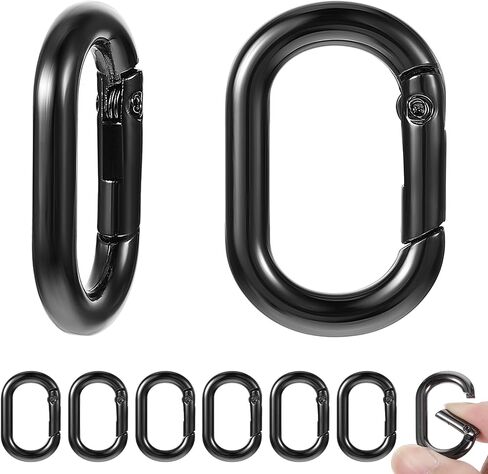 12pcs Small Carabiner Clips 1 Inch Black Carabiner Oval Carabiner Spring O Rings Hooks for Paracord Lanyard Keychain Metal Carabiner Small in Saudi Arabia