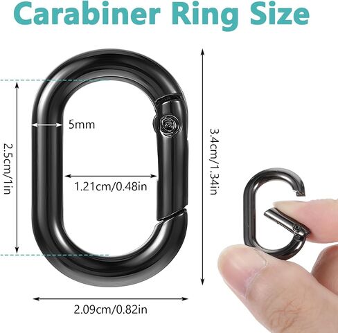 12pcs Small Carabiner Clips 1 Inch Black Carabiner Oval Carabiner Spring O Rings Hooks for Paracord Lanyard Keychain Metal Carabiner Small in Saudi Arabia