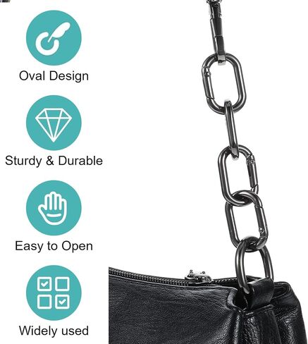 12pcs Small Carabiner Clips 1 Inch Black Carabiner Oval Carabiner Spring O Rings Hooks for Paracord Lanyard Keychain Metal Carabiner Small in Saudi Arabia