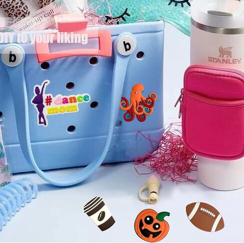 Bogg Bag Accessories Silicone Bogg Bag Charms Fade-Resistant Bogg Bag Accessories charm 0.5cm Thick Compatible with Most Bogg Bag (Rugby) in Kuwait