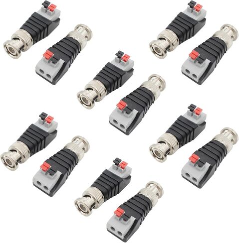 BNC Vedio Balun Adapter to Screw Terminal Video Audio Spring Press Type Solderless Screw Terminal for Coax Cat5 to BNC CCTV Security Surveillance (6 Male and 6 Female) in Kuwait
