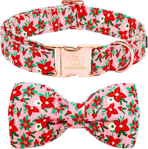 Lionheart glory Dog Collar with Flower Christmas Tree Pink Dog Collar for Small Dogs, Adjustable Soft Sturdy Girl Collars Flowers Pet Collar Flower Cute Collars in Kuwait