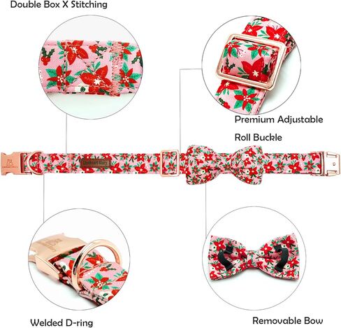 Lionheart glory Dog Collar with Flower Christmas Tree Pink Dog Collar for Small Dogs, Adjustable Soft Sturdy Girl Collars Flowers Pet Collar Flower Cute Collars in Kuwait