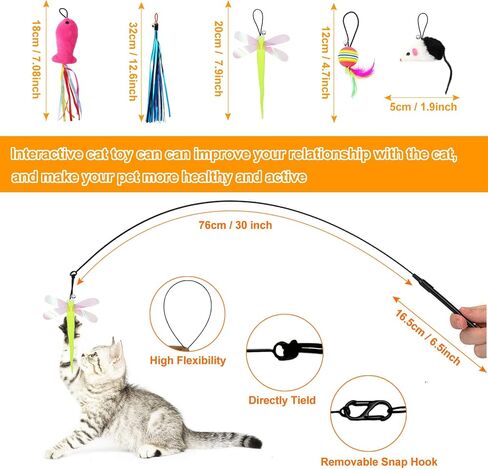 43PCS Cat Toys, Interactive Cat Kitten Toys for Indoor Automatic Cat Toys Cat Feather Teaser Wand Toys Include Cat Springs, Mice, Balls and Bells Toys, Cat Wand Toys for Cat Kitten in Saudi Arabia
