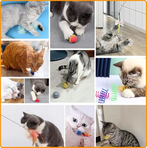 43PCS Cat Toys, Interactive Cat Kitten Toys for Indoor Automatic Cat Toys Cat Feather Teaser Wand Toys Include Cat Springs, Mice, Balls and Bells Toys, Cat Wand Toys for Cat Kitten in Saudi Arabia