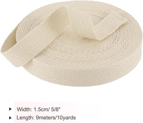 PATIKIL Cotton Twill Tape 5/8 Inch 10 Yards Cotton Ribbon Bias Binding Tape Herringbone Webbing Trim for Sewing Gift Wrapping DIY Bamboo Green in Kuwait