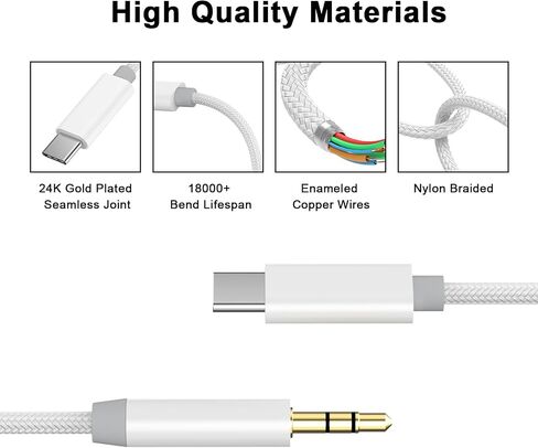 2 Pack USB C to 3.5mm Audio Aux Jack Cable, 3.3ft USB Type C to 3.5mm Headphone Stereo Cord Car Compatible for iPhone 16/16 Plus/16 Pro/16 Pro Max/15/15 Plus/15 Pro/15 Pro Max, iPad Pro/Air/Mini in Saudi Arabia