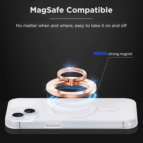 for MagSafe Phone Grip, Magnetic Phone Ring with Crystal, Compatible with MagSafe Ring Holder with Adjustable Stand for iPhone 15/14/13/12 Series (Gold) in Saudi Arabia